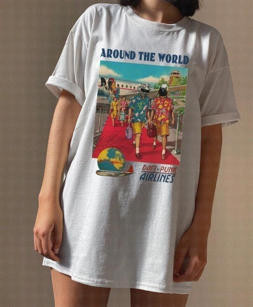 UNISEXs Tshirt Size USA Unisex Around The World Daft Funk Tee